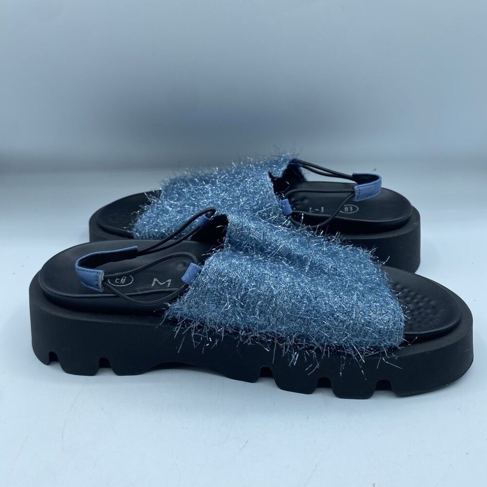 E8 Miista Noreen Blue Sandals Women 39 US 8.5 Platform Sparkly Tassels Boho NWOB - Picture 8 of 11